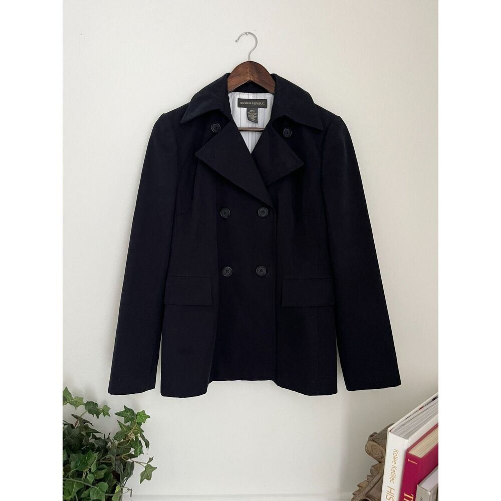 Vintage 02 Banana Republic Double Breasted Navy Blazer 100% Cotton